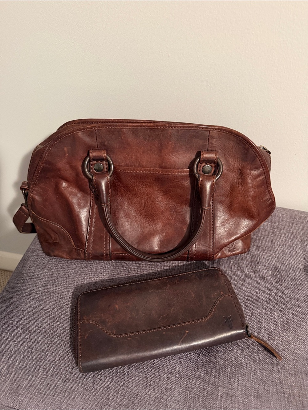Frye Brown Leather Duffel Bag